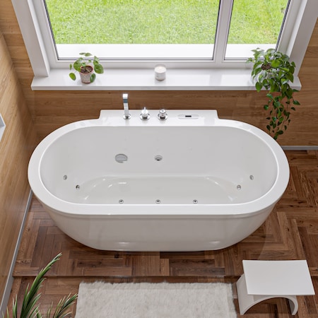 Eago EAGO AM128ETL 6 ft Acrylic White Whirlpool Bathtub w Fixtures AM128ETL